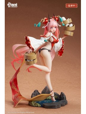 Figura detallada de Long Xiaoling con atuendo rojo y blanco