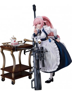 Estatua Girl's Frontline NTW-20 Aristocrat Experience con vestido de sirvienta y carrito de té.
