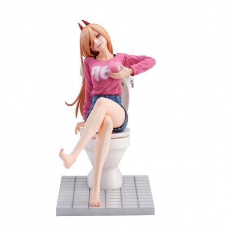 Statue Power Chainsaw Man en PVC sur toilette