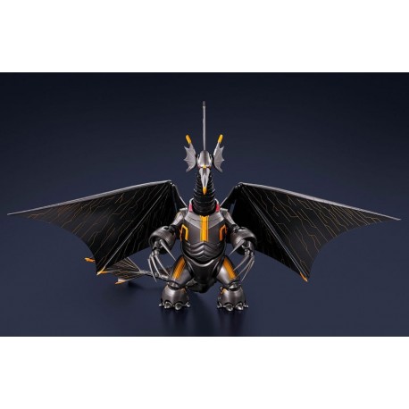 Figura Mecha Gigantron de Beetlejuice con detalles naranjas y negros.