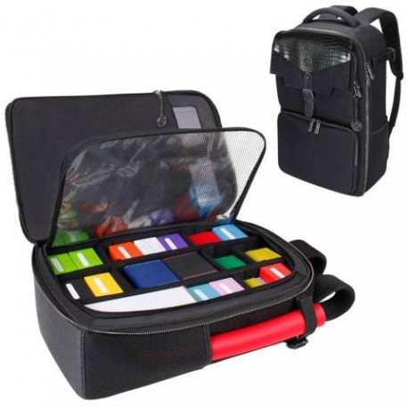 Mochila negra para cartas con compartimentos