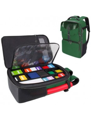 Mochila verde Enhance TCG Series con compartimentos organizadores