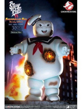 Statue de Stay Puft Marshmallow Man en version Burning Edition Deluxe. Ghostbusters.