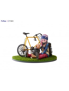 Estatua PVC Nadeshiko Kagamihara con bicicleta amarilla de Laid Back Camp