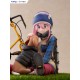 Estatua PVC Nadeshiko Kagamihara con bicicleta amarilla de Laid Back Camp