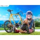 Estatua PVC Nadeshiko Kagamihara con bicicleta amarilla de Laid Back Camp