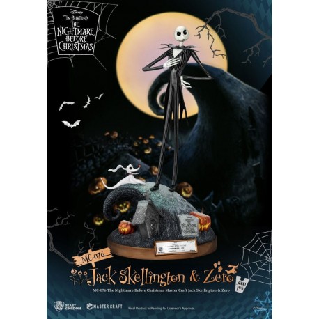 Statue de Jack Skellington et Zero de 39 cm, L'Étrange Noël de Monsieur Jack