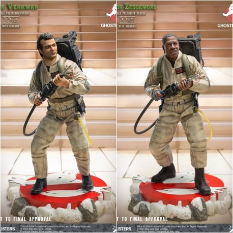 Estatuas de Ghostbusters Peter Venkmann y Winston Zeddemore