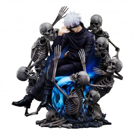 Estatua Satoru Gojo Jujutsu Kaisen con esqueletos en PVC