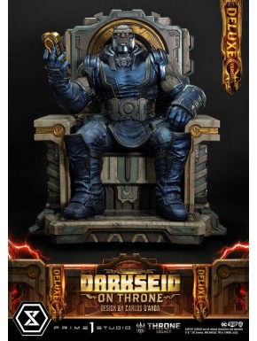 Estatua de Darkseid en trono con diseño de Carlos D'Anda