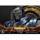 Estátua de Darkseid no trono desenhada por Carlos D'Anda