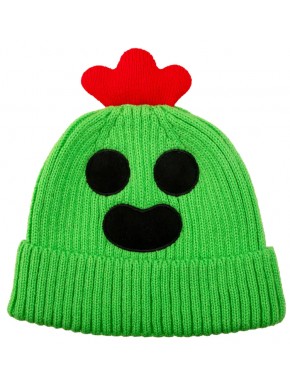 Green Spike Brawl Stars beanie with red and black details