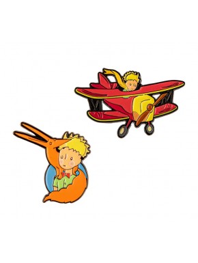 Set of 2 Little Prince pins with fox and airplane