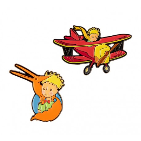 Set de 2 pins Le Petit Prince avec renard et avion