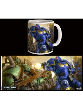 Taza de cerámica Warhammer 40K con Ultramarines VS Nurgle