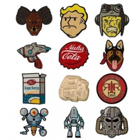 Présentoir de pins en métal Fallout avec 12 pins mystères