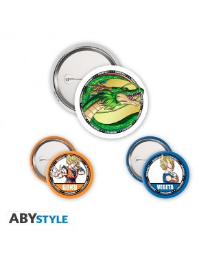Conjunto de chapas Dragon Ball con Goku, Vegeta y Shenron