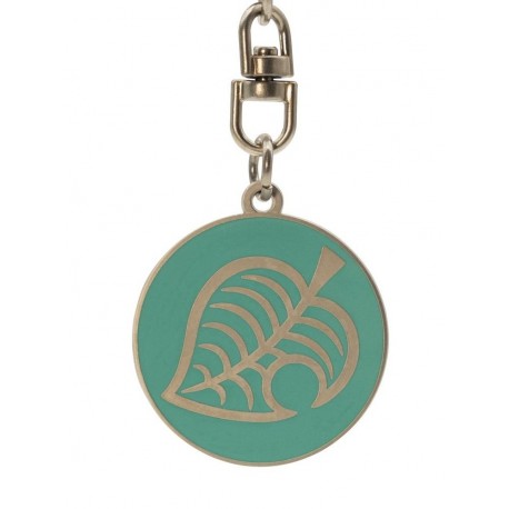 Porte-clés métallique avec logo feuille de Animal Crossing