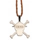 Pendentif métallique crâne One Piece avec cordon marron