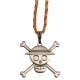 Pendentif métallique crâne One Piece avec cordon marron