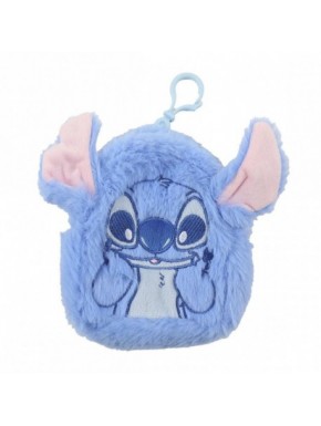 Porte-monnaie en peluche bleu Stitch avec oreilles 3D