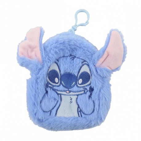 Porte-monnaie en peluche bleu Stitch avec oreilles 3D