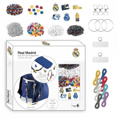 Set DIY Bag Clip Real Madrid con cuentas multicolor y charms