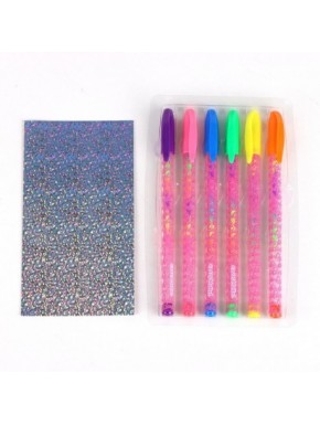 Stylos gel multicolores Barbie dans une trousse fuchsia