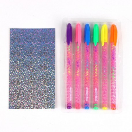 Stylos gel multicolores Barbie dans une trousse fuchsia