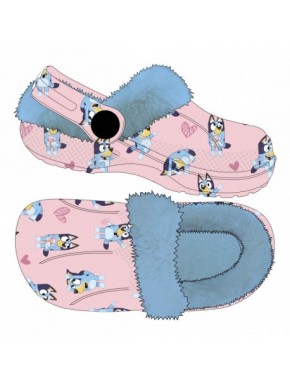 Zapatillas de casa zueco Bluey con borreguillo azul