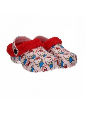 Zapatillas de casa Hello Kitty, diseño rosa y borreguillo rojo