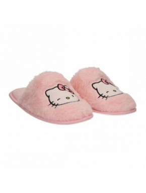 Chaussons de maison ouverts Hello Kitty en polyester rose