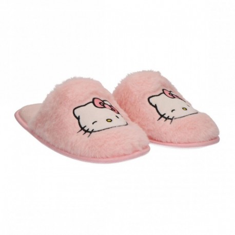 Chaussons de maison ouverts Hello Kitty en polyester rose