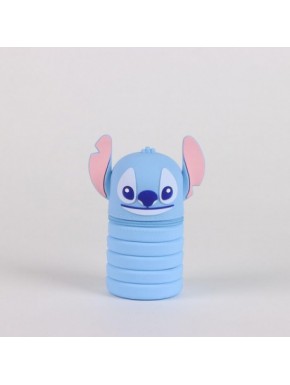 Estuche portatodo de silicona 3D de Stitch y Angel de Disney