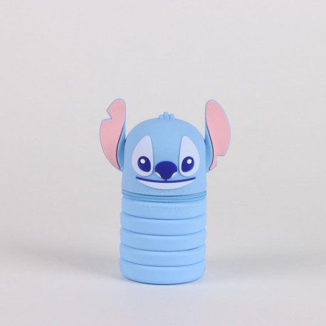 Estuche portatodo de silicona 3D de Stitch y Angel de Disney