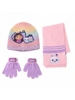 Conjunto Gabby's Dollhouse multicolor de gorro, bufanda y guantes