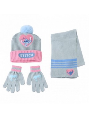 Conjunto de bufanda y complementos Stitch en azul claro