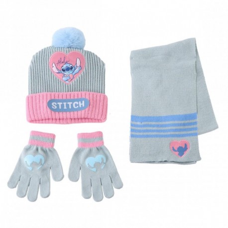 Conjunto de bufanda y complementos Stitch en azul claro