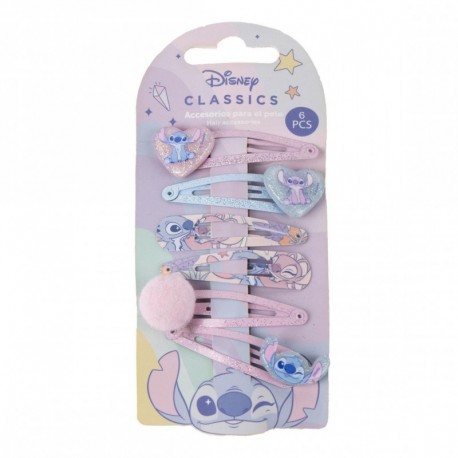 Conjunto de 6 presilhas do Stitch da Disney em cores pastel.