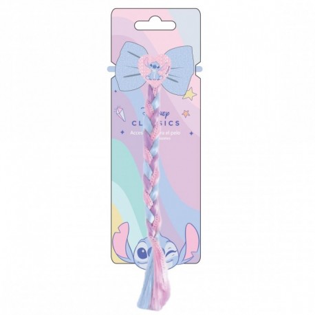 Chouchou Stitch avec tresse bleue et rose