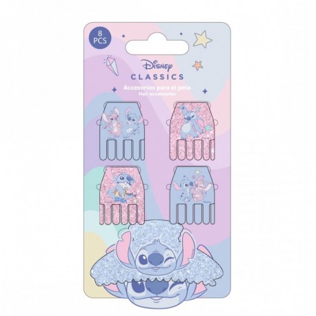 Set de clips pour cheveux Stitch en bleu et rose