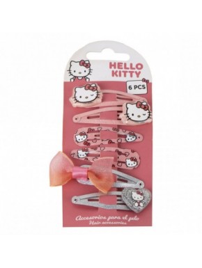 Conjunto de presilhas Hello Kitty em rosa e prata