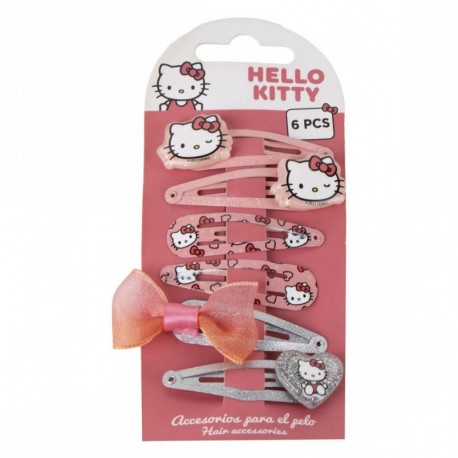 Conjunto de presilhas Hello Kitty em rosa e prata