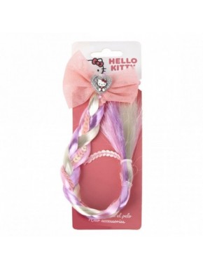 Élastique à cheveux extensible Hello Kitty rose avec nœud et pendentif