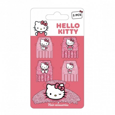 Acessórios de cabelo rosa Hello Kitty 5 peças