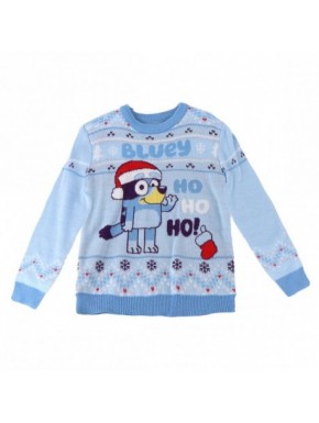 Pull de Noël bleu clair Bluey pour enfants
