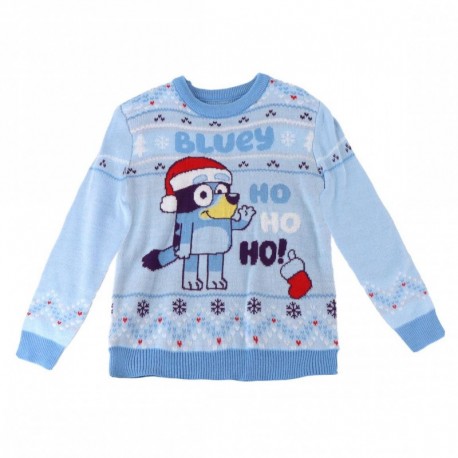Pull de Noël bleu clair Bluey pour enfants