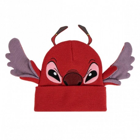 Gorro de punto rojo de Stitch con orejas y antenas