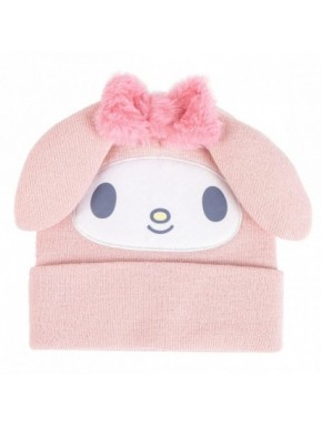 Gorro de punto rosa de Hello Kitty con lazo y orejas