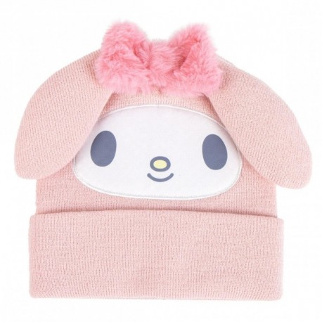 Bonnet tricoté rose Hello Kitty avec nœud et oreilles